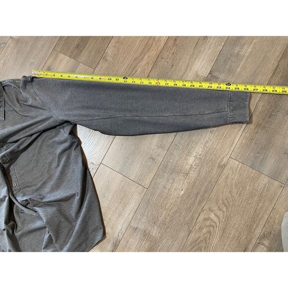 Lululemon Commission Mens M Charcoal Button Up Long Sleeve Stretch Casual Shirt - Picture 5 of 8
